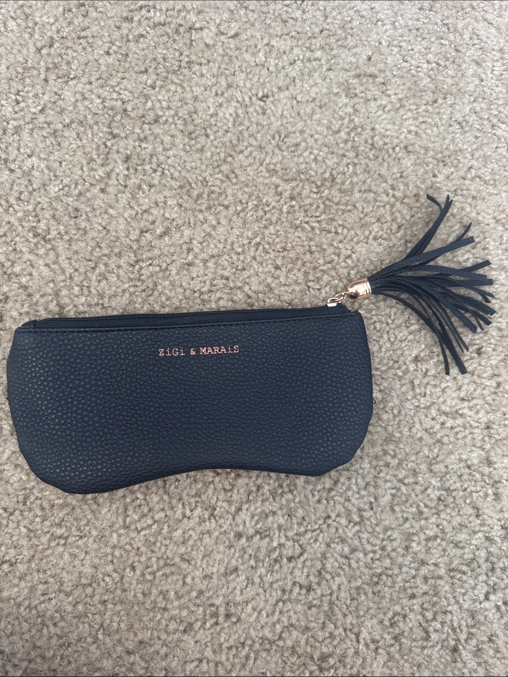 Zigi & Marais Black Leather Tassel Glasses Case